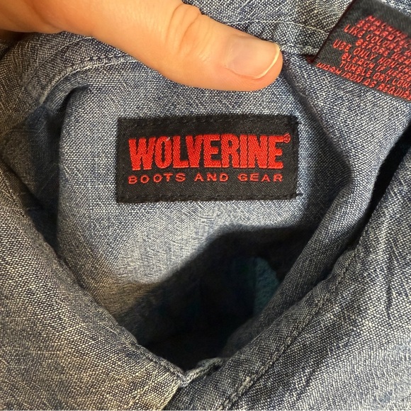 Wolverine Boots and Gear Denim Shirt Men's Size XL Short Sleeve Westernwear - Picture 13 of 16